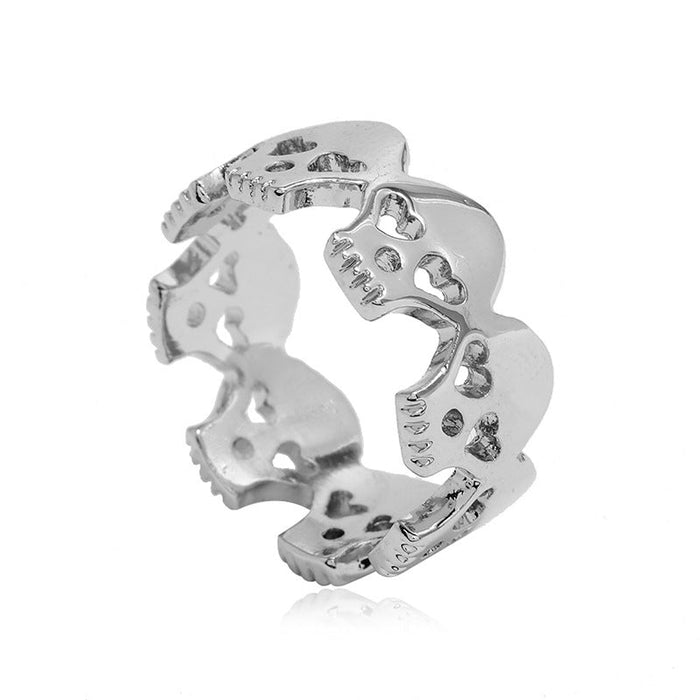Wholesale geometric hollow skull joint ring JDC-RS-KQ054 Rings JoyasDeChina White K Average code Wholesale Jewelry JoyasDeChina Joyas De China