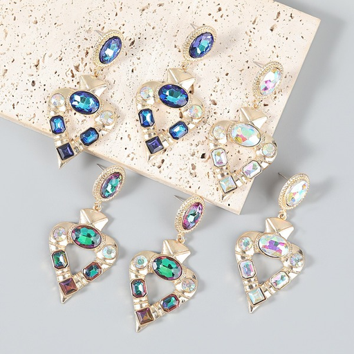 Wholesale geometric shape glass diamond alloy earrings JDC-ES-JL128 Earrings JoyasDeChina Wholesale Jewelry JoyasDeChina Joyas De China