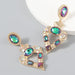 Wholesale geometric shape glass diamond alloy earrings JDC-ES-JL128 Earrings JoyasDeChina green Wholesale Jewelry JoyasDeChina Joyas De China