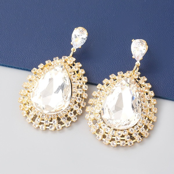 Wholesale geometric shape glass diamond alloy earrings JDC-ES-JL139 Earrings JoyasDeChina Wholesale Jewelry JoyasDeChina Joyas De China