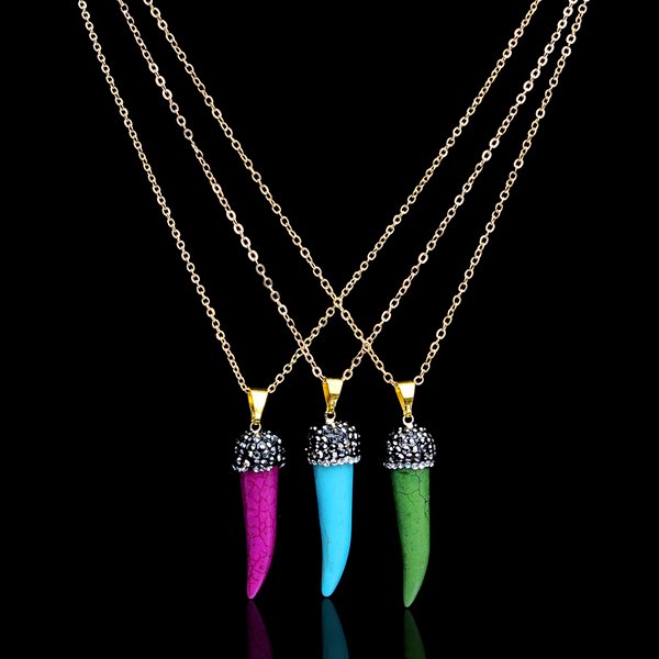 Wholesale geometric small pepper colored natural stone Necklaces MOQ≥2 JDC-NE-Aof010 Necklaces 傲凡 Wholesale Jewelry JoyasDeChina Joyas De China