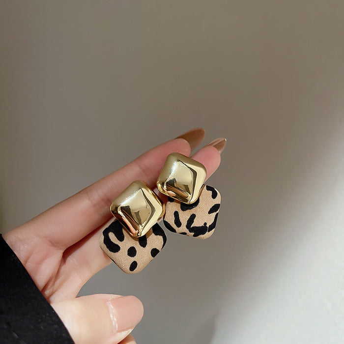 Wholesale geometric square leopard print alloy earrings JDC-ES-BY-058 Earrings 宝钰 Wholesale Jewelry JoyasDeChina Joyas De China