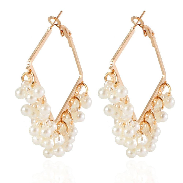 Wholesale geometric square pearl alloy earrings JDC-ES-TC147 Earrings JoyasDeChina golden Wholesale Jewelry JoyasDeChina Joyas De China