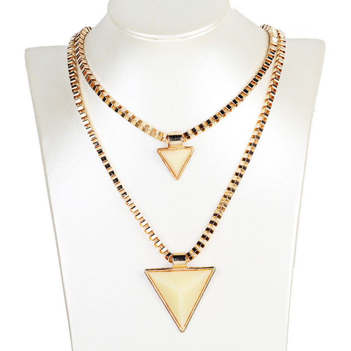 Wholesale geometric triangle double layer alloy rhinestone necklace JDC-NE-GSGL016 necklaces JoyasDeChina 782d beige Wholesale Jewelry JoyasDeChina Joyas De China