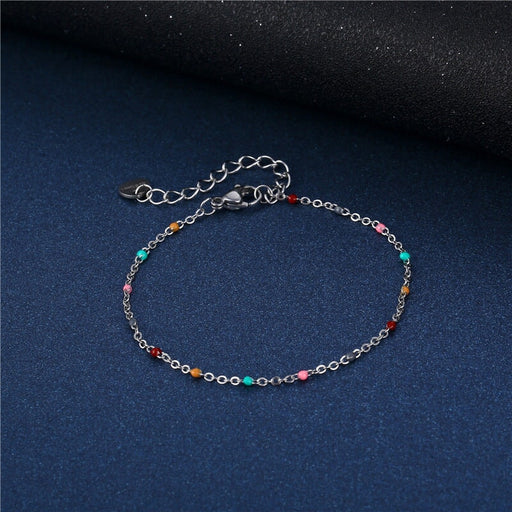 Wholesale geometry colorful drip oil stainless steel beanie bead bracelet JDC-BT-Mingm001 Bracelet 敏萌 Wholesale Jewelry JoyasDeChina Joyas De China