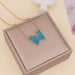 Wholesale Glass Butterfly alloy necklace JDC-NE-SF095 NECKLACE 少峰 blue Wholesale Jewelry JoyasDeChina Joyas De China
