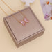 Wholesale Glass Butterfly alloy necklace JDC-NE-SF095 NECKLACE 少峰 pink Wholesale Jewelry JoyasDeChina Joyas De China