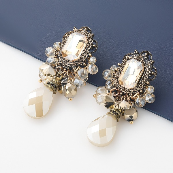 Wholesale glass diamond acrylic alloy earrings JDC-ES-JL063 Earrings JoyasDeChina Wholesale Jewelry JoyasDeChina Joyas De China