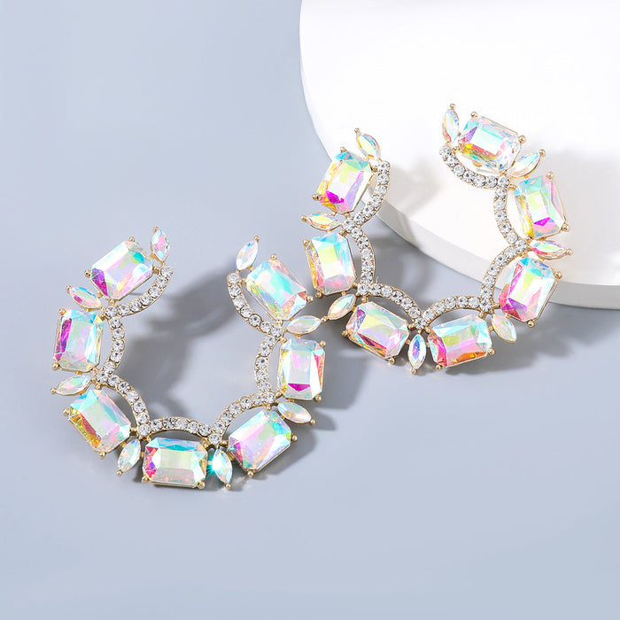 Wholesale glass diamond diamond Round Earrings JDC-ES-JL502 Earrings JoyasDeChina AB color Wholesale Jewelry JoyasDeChina Joyas De China