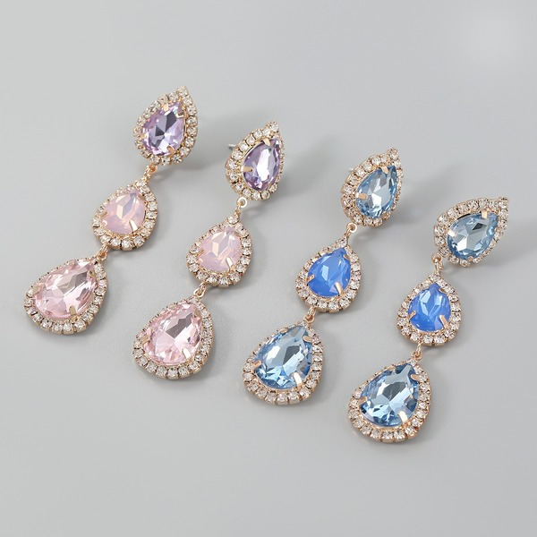 Wholesale glass diamond drop-shaped multilayer alloy earrings JDC-ES-JL039 Earrings JoyasDeChina Wholesale Jewelry JoyasDeChina Joyas De China