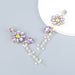 Wholesale glass diamond flower Tassel Earrings JDC-ES-JL536 Earrings JoyasDeChina violet Wholesale Jewelry JoyasDeChina Joyas De China