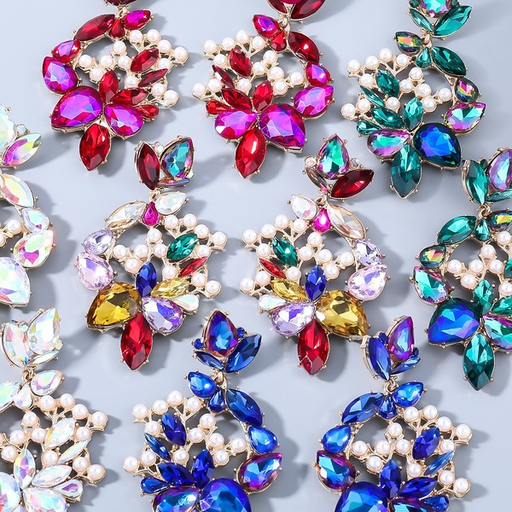 Wholesale glass diamond pearl geometric alloy earrings JDC-ES-JL108 Earrings JoyasDeChina Wholesale Jewelry JoyasDeChina Joyas De China
