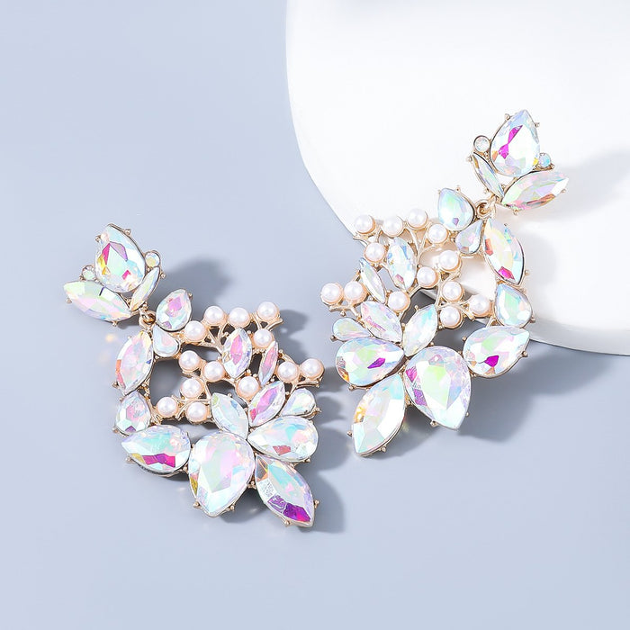 Wholesale glass diamond pearl geometric alloy earrings JDC-ES-JL108 Earrings JoyasDeChina AB color Wholesale Jewelry JoyasDeChina Joyas De China