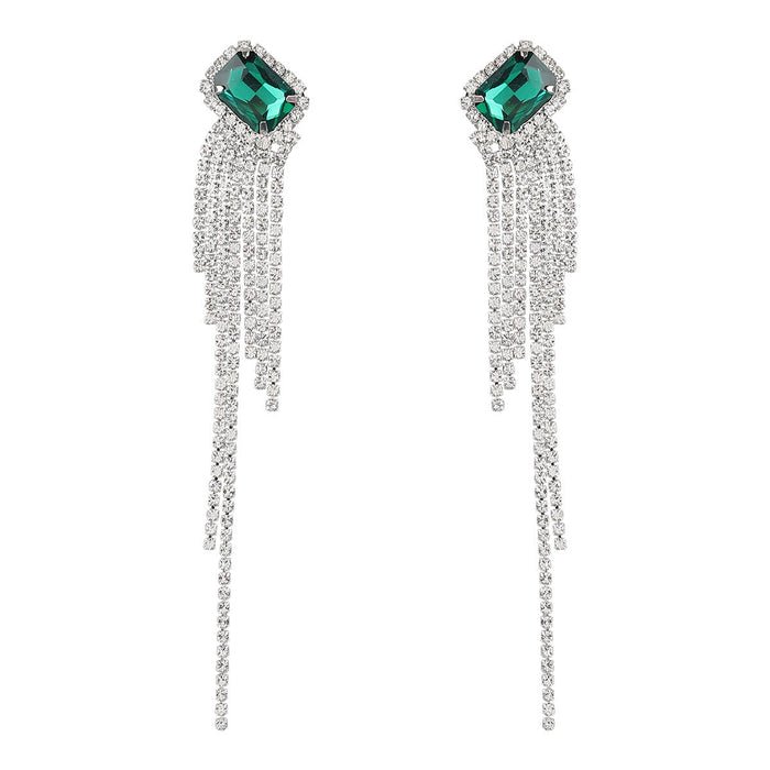 Wholesale glass drill alloy rhinestone tassel earrings JDC-ES-JL850 Earrings 氿乐 Wholesale Jewelry JoyasDeChina Joyas De China