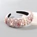 Wholesale glass drill imitation pearl sponge embroidery headband JDC-HD-JL028 Headband JoyasDeChina pink Wholesale Jewelry JoyasDeChina Joyas De China