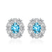 Wholesale glitter diamond flower plated silver stud earrings JDC-ES-BZ017 Earrings 标志 blue Wholesale Jewelry JoyasDeChina Joyas De China