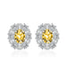 Wholesale glitter diamond flower plated silver stud earrings JDC-ES-BZ017 Earrings 标志 Yellow Wholesale Jewelry JoyasDeChina Joyas De China