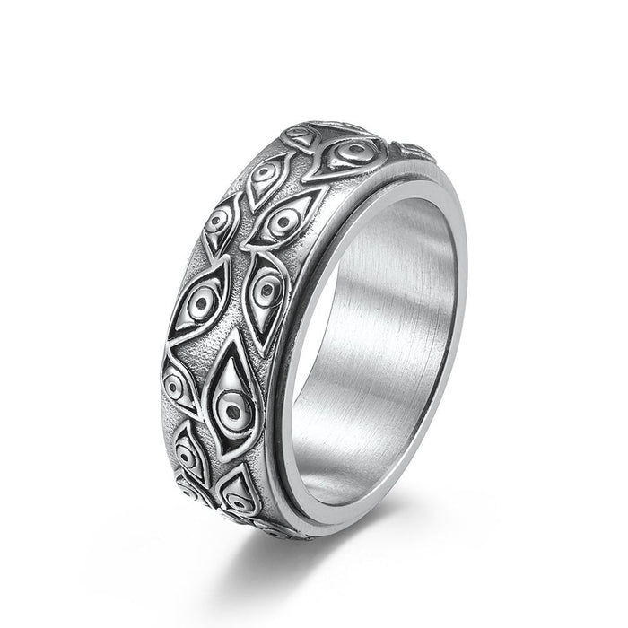 Wholesale God's Eye can rotate vintage stainless steel ring JDC-RS-QianF005 Rings 千风 Steel color 7# Wholesale Jewelry JoyasDeChina Joyas De China