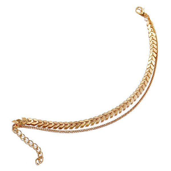 Bulk Jewelry Wholesale gold aircraft chain 2 layer alloy Anklet JDC-AS-F414 Wholesale factory from China YIWU China