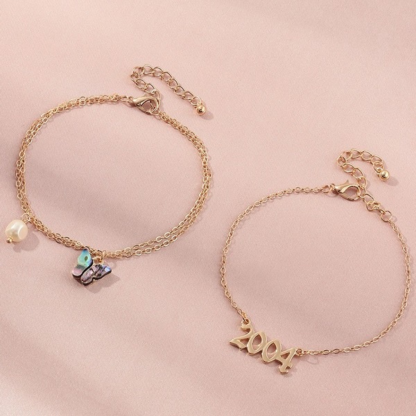 Bulk Jewelry Wholesale gold alloy abalone shell butterfly anklet  JDC-AS-e061 Wholesale factory from China YIWU China