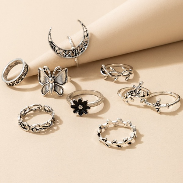 Bulk Jewelry Wholesale gold alloy aircraft flower leaf ring 10 piece set JDC-RS-C160 Wholesale factory from China YIWU China