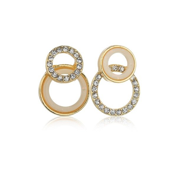 Bulk Jewelry Wholesale gold alloy asymmetric circle studded Earrings JDC-ES-bq080 Wholesale factory from China YIWU China