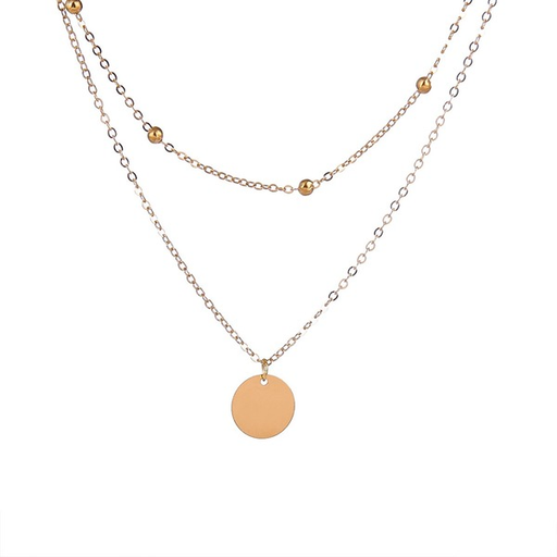 Bulk Jewelry Wholesale gold alloy ball double-layered round piece necklaces JDC-NE-sf033 Wholesale factory from China YIWU China