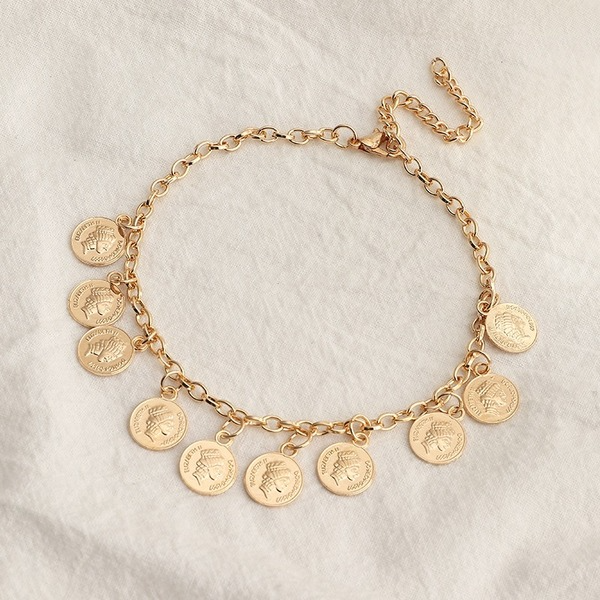 Bulk Jewelry Wholesale gold alloy beach retro portrait Pendant anklet JDC-AS-GSE002 Wholesale factory from China YIWU China
