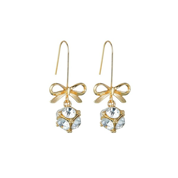 Bulk Jewelry Wholesale gold alloy bow ear hook large zircon block Earrings JDC-ES-bq089 Wholesale factory from China YIWU China