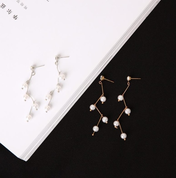 Bulk Jewelry Wholesale gold alloy branches bent pearl earrings JDC-ES-RL038 Wholesale factory from China YIWU China