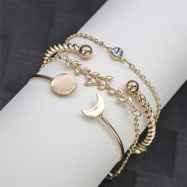 Bulk Jewelry Wholesale gold alloy branches moon round twist drill bracelet JDC-BT-e027 Wholesale factory from China YIWU China