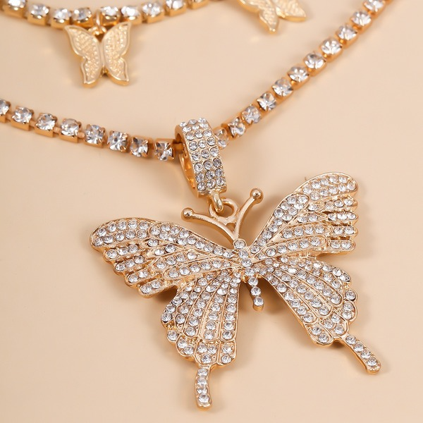 Bulk Jewelry Wholesale gold alloy butterfly diamond set necklace JDC-NE-KunJ012 Wholesale factory from China YIWU China