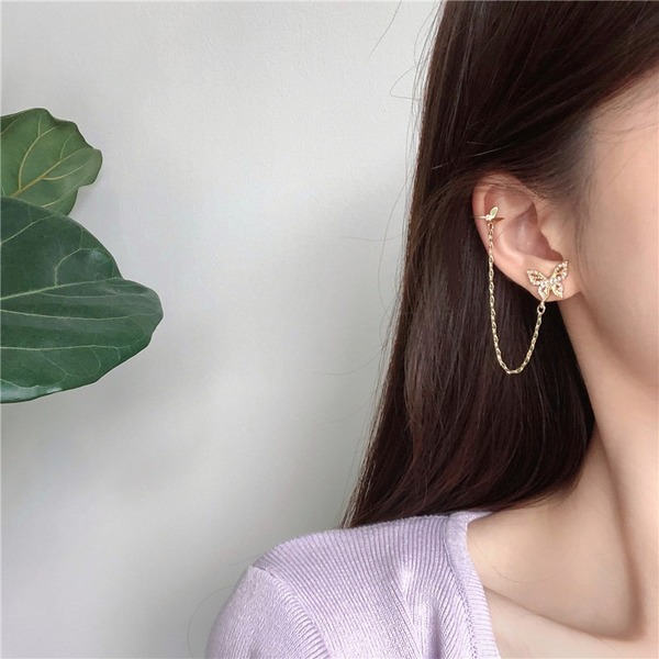 Bulk Jewelry Wholesale gold alloy butterfly-encrusted drill ear bone clip Earrings JDC-ES-bq017 Wholesale factory from China YIWU China