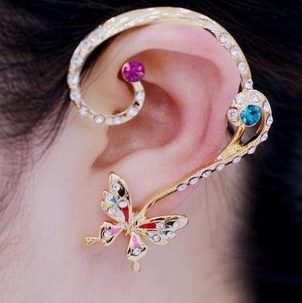 Bulk Jewelry Wholesale gold alloy butterfly-encrusted drill earrings JDC-ES-RL081 Wholesale factory from China YIWU China