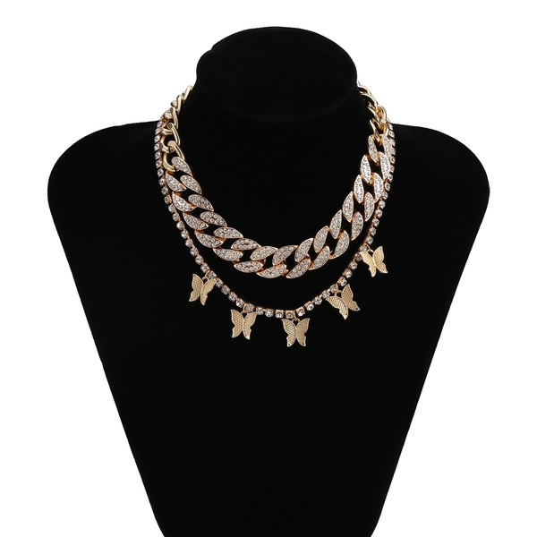 Bulk Jewelry Wholesale gold alloy butterfly tassel necklace JDC-NE-KunJ009 Wholesale factory from China YIWU China