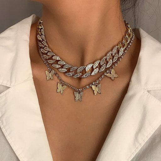 Bulk Jewelry Wholesale gold alloy butterfly tassel necklace JDC-NE-KunJ009 Wholesale factory from China YIWU China