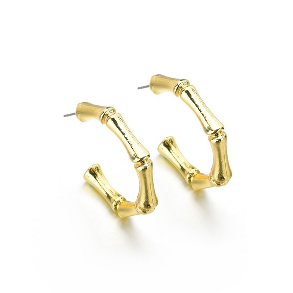 Bulk Jewelry Wholesale gold alloy C-shaped bamboo Earrings JDC-ES-bq161 Wholesale factory from China YIWU China