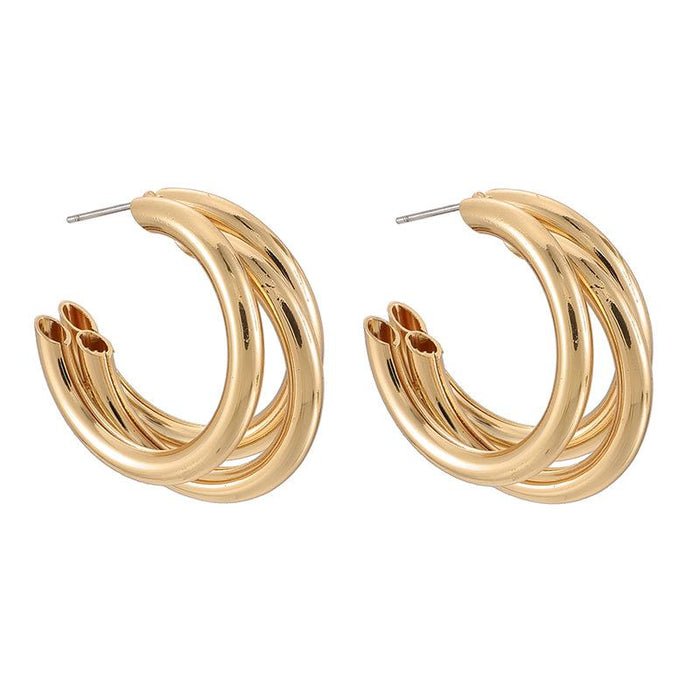 Wholesale gold alloy C-type semicircle geometric studs JDC-ES-C088 Earrings JoyasDeChina golden Wholesale Jewelry JoyasDeChina Joyas De China