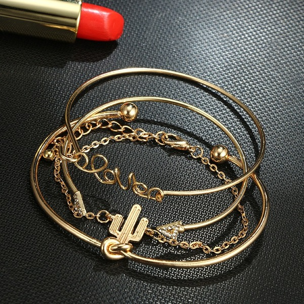 Bulk Jewelry Wholesale gold alloy cactus knotted 4-piece bracelet JDC-BT-C027 Wholesale factory from China YIWU China