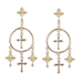 Bulk Jewelry Wholesale gold alloy carved cross tassel earrings JDC-ES-RL112 Wholesale factory from China YIWU China