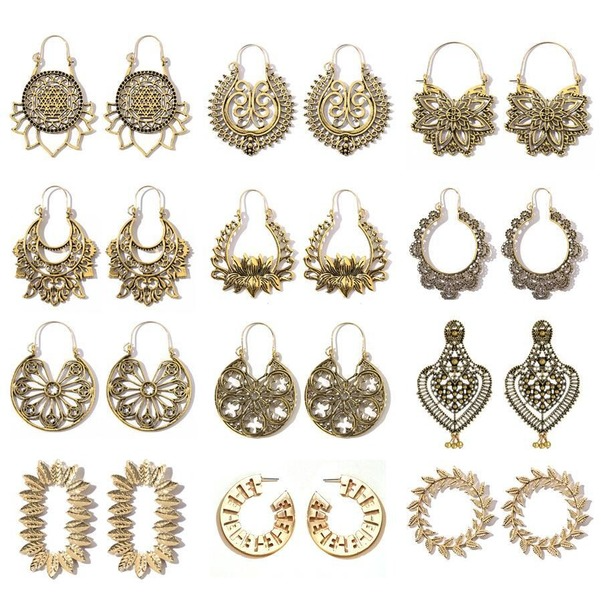 Bulk Jewelry Wholesale gold alloy carved rotary hollow flower earrings JDC-ES-C108 Wholesale factory from China YIWU China