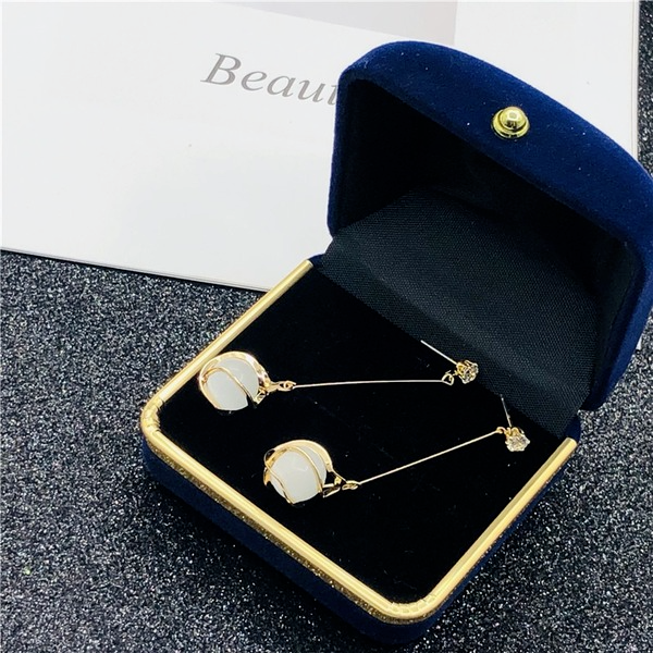 Bulk Jewelry Wholesale gold alloy cat eye stone tassel earrings JDC-ES-RL087 Wholesale factory from China YIWU China