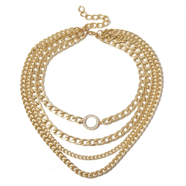 Bulk Jewelry Wholesale gold alloy chain round micro inlay necklace JDC-NE-KunJ027 Wholesale factory from China YIWU China