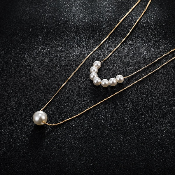 Bulk Jewelry Wholesale gold alloy chain size pearl double-layer necklace JDC-NE-C063 Wholesale factory from China YIWU China