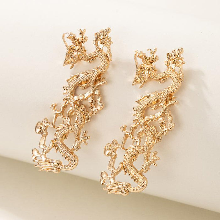 Wholesale gold alloy Chinese dragon earrings JDC-ES-C111 Earrings JoyasDeChina 18337 Wholesale Jewelry JoyasDeChina Joyas De China