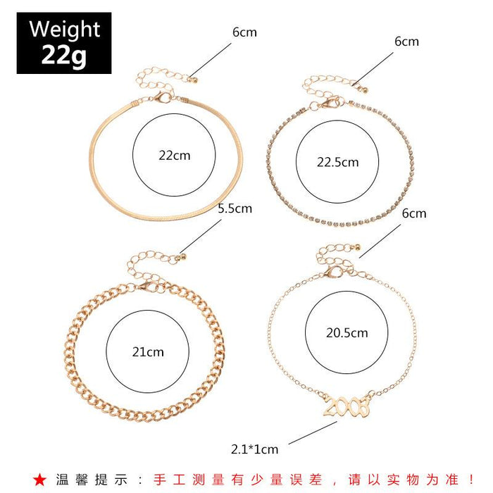 Bulk Jewelry Wholesale gold alloy claw chain 4 combination anklet  JDC-AS-e052 Wholesale factory from China YIWU China