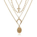 Bulk Jewelry Wholesale gold alloy cross moon oval necklace JDC-NE-C071 Wholesale factory from China YIWU China