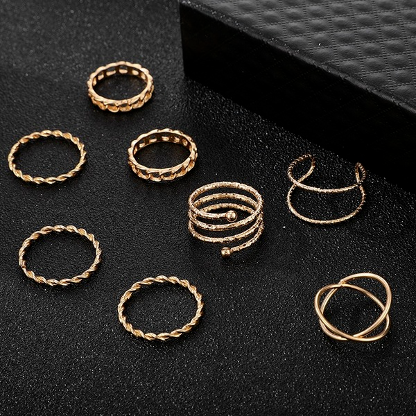 Bulk Jewelry Wholesale gold alloy cross pattern joint ring 8 sets JDC-RS-C149 Wholesale factory from China YIWU China
