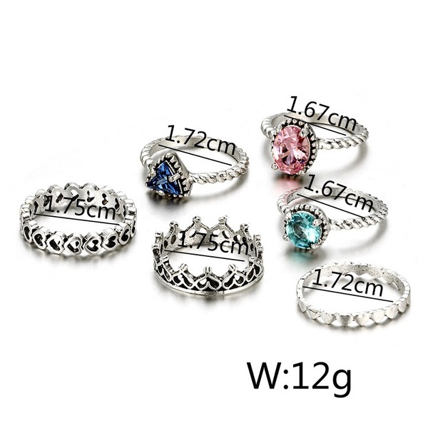 Bulk Jewelry Wholesale gold alloy crown set jewel ring 6-piece set JDC-RS-C193 Wholesale factory from China YIWU China