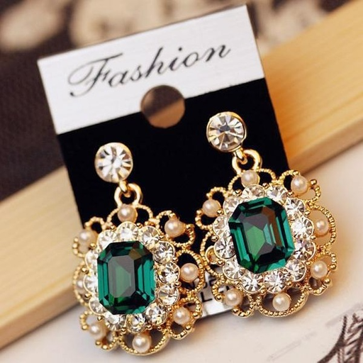 Bulk Jewelry Wholesale gold alloy crystal square earrings JDC-ES-RL017 Wholesale factory from China YIWU China